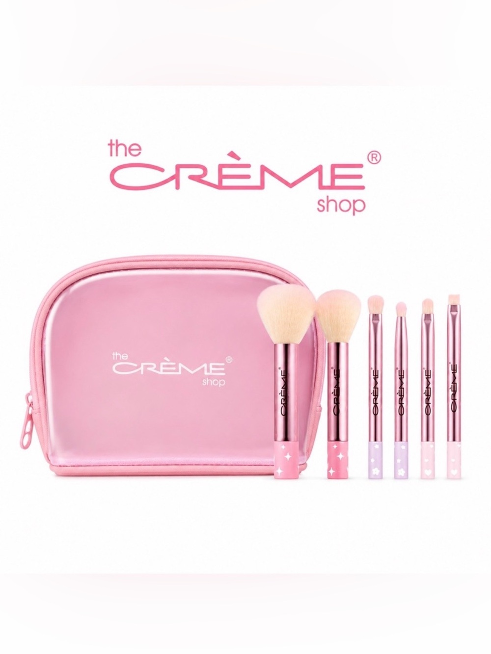💕NEW The Crème Shop Best Essentials 6-Piece Makeup Brush Travel Set Pink creme 💕
